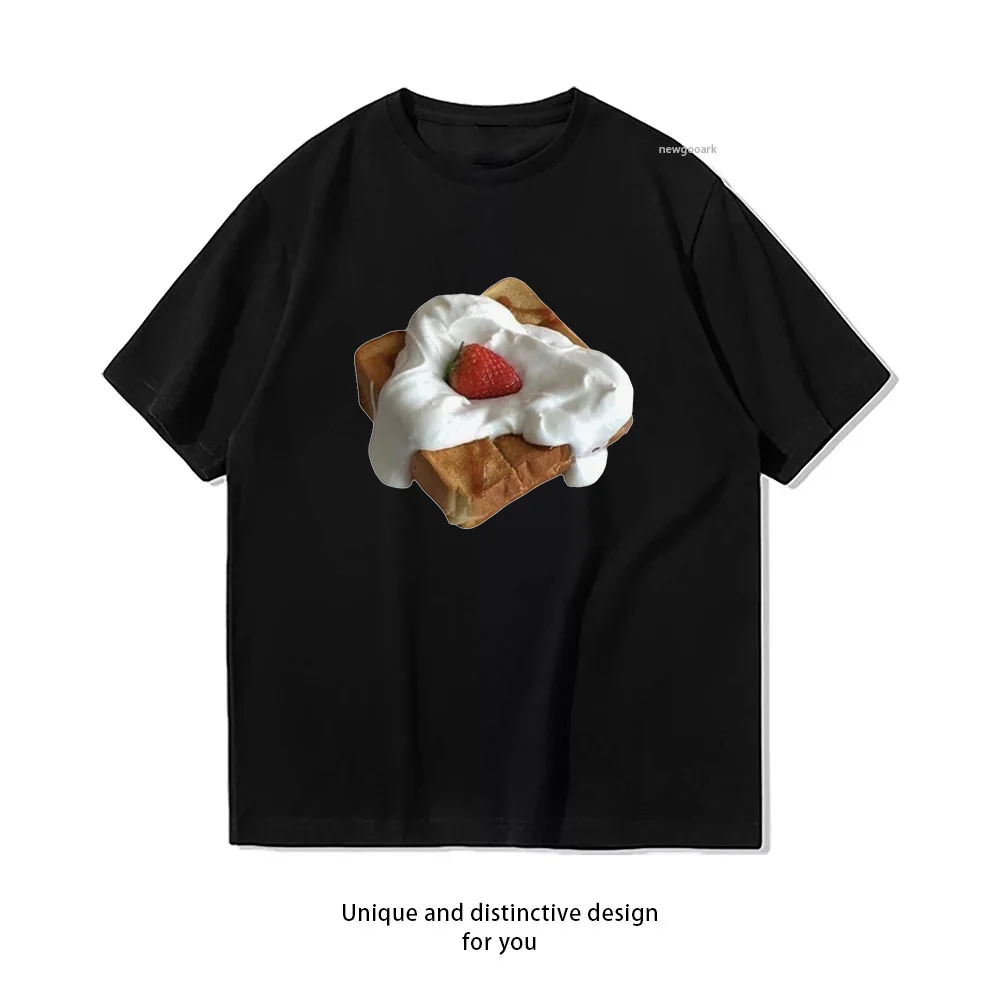 Strawberry Toast t-shirt woman man Casual cotton graphic t shirts Adult streetwear camisetas tops tee Short-sleev O-neck