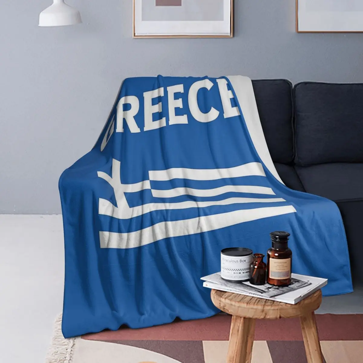 

Greece Greek Flag Blanket Soft Warm Flannel Throw Blanket Cover for Bed Living room Picnic Travel Home Couch