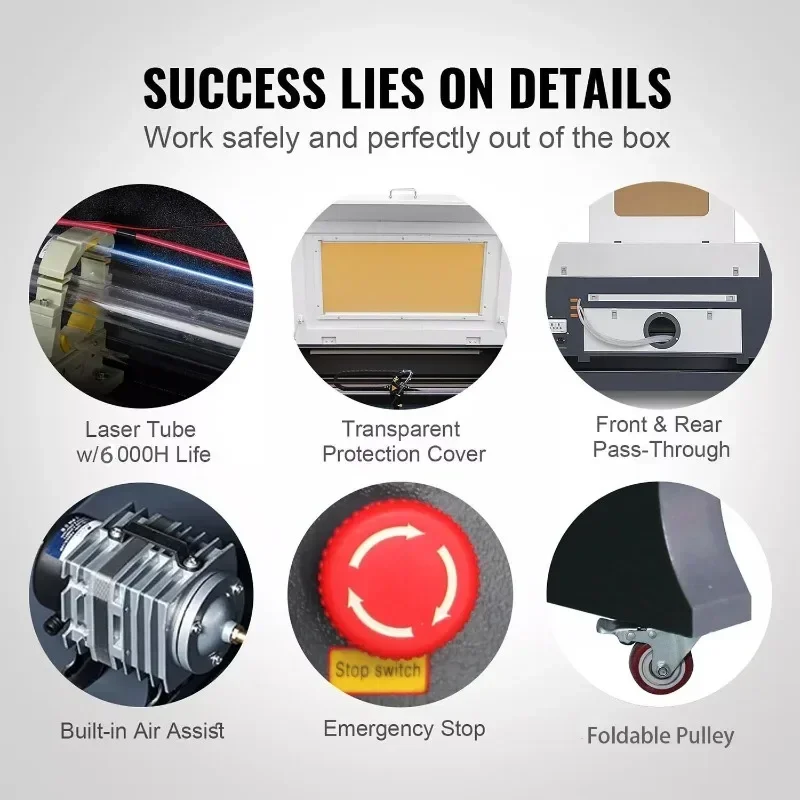 SIHAO CO2 Laser Engraving Machine Gray White Foldable Leg Design RUIDA Control System Professional Laser Cutting Engraving Maker