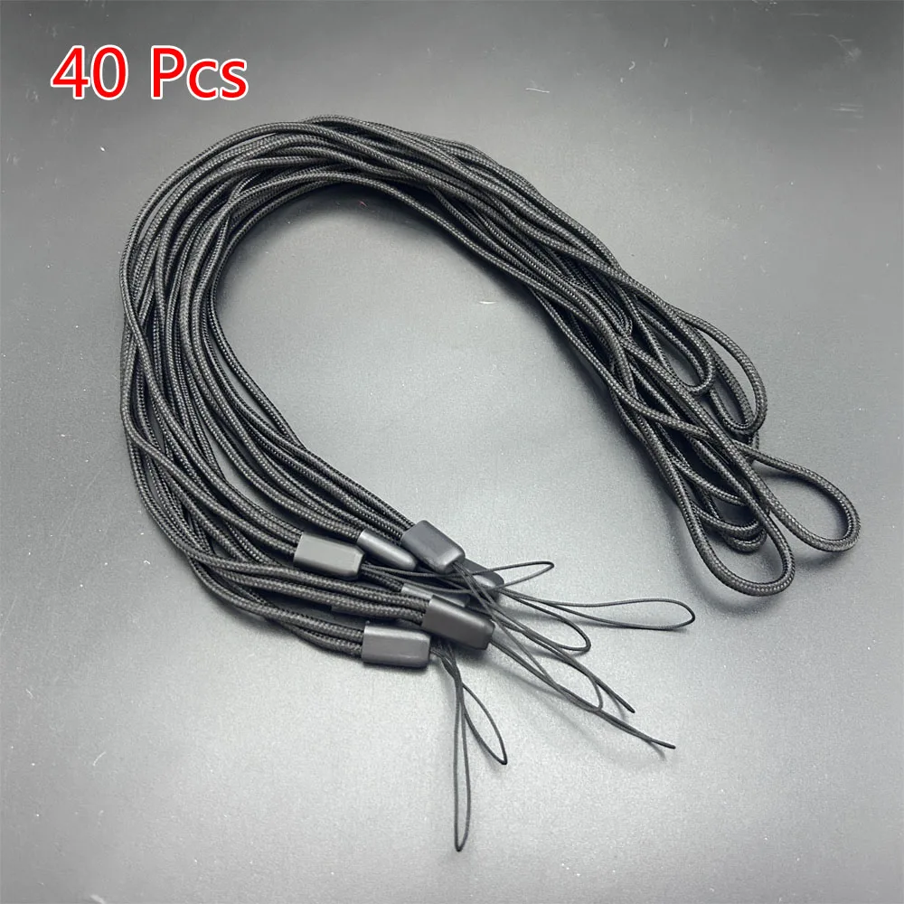 40pcs Black Color Long Phone Strap Lanyard Pendant Neck Cord Business Name Card Cover Rope Hang Office  Holders Badge Lanyard