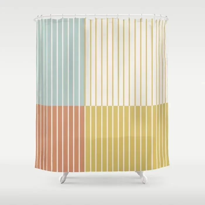 

Simple Colorful Line Pattern Bathroom Curtain Home Decoration Waterproof Bathtub Creative Personality Shower Curtain