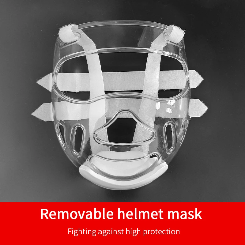 Taekwondo Removable Face Mask Replacement ABS Plastic Transparent Face Shield with 6 Straps Helmet Detachable Clear Visor