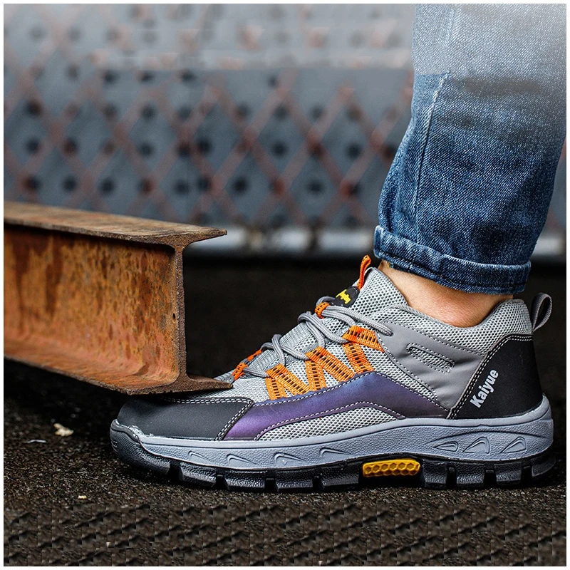 mens fashion breathable steel toe caps work safety shoes outdoors worker tooling security boots summer footwear protection male