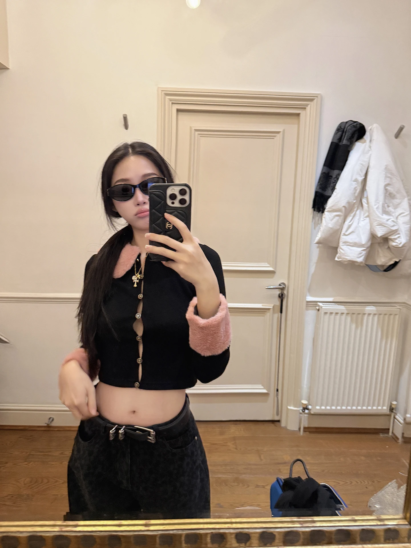 

Женский вязаный кардиган Boamarket с розовым меховым воротником, приталенный, повседневный, весенний, с длинными рукавами, на пуговицах