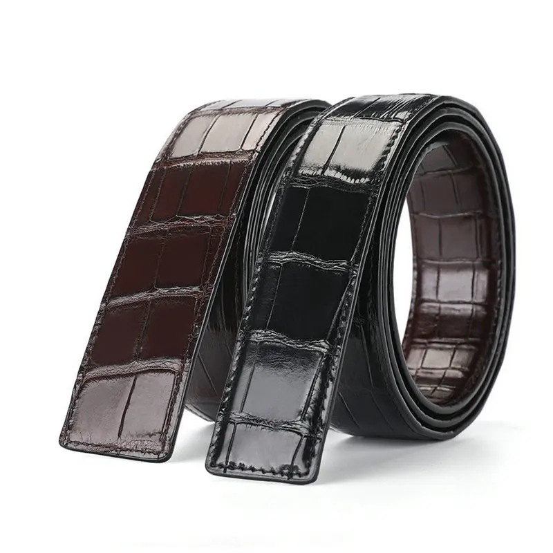 

Creative Design Luxury Double Sided Crocodile Belly Belt Genuine Leather Men's Smooth Buckle No Splicing Pants Belt 45