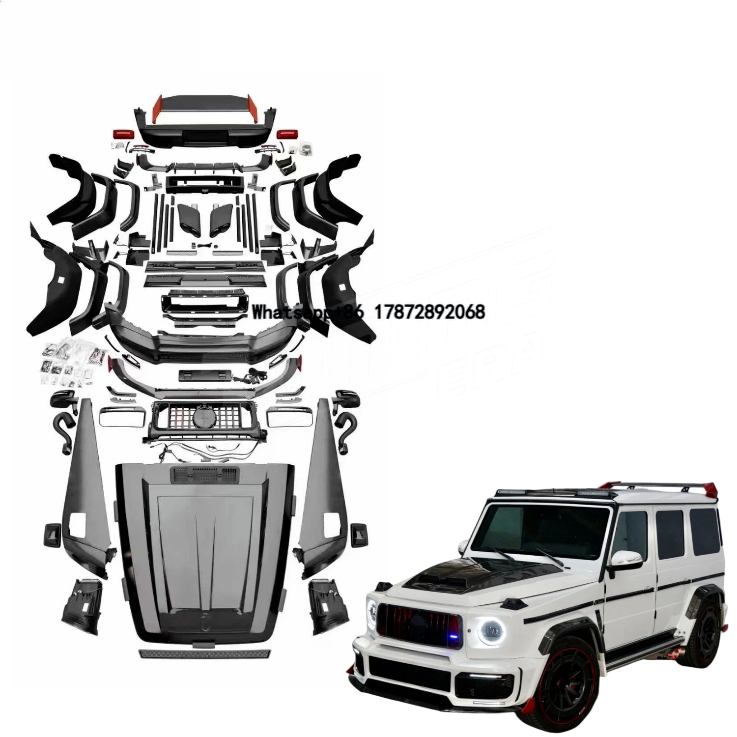 B Style G900 R Dry Carbon Fiber Body Kit for G Class W463 2002-2018 New Front Rear Bumper Engine Hood Exterior Upgrade