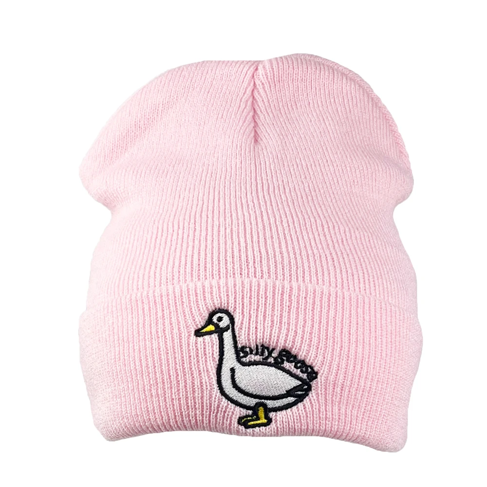 Autumn Winter Outdoor Silly Goose Embroidery Knitted Hat Funny Beanie Bonnet Hip Hop Cap For Men Women