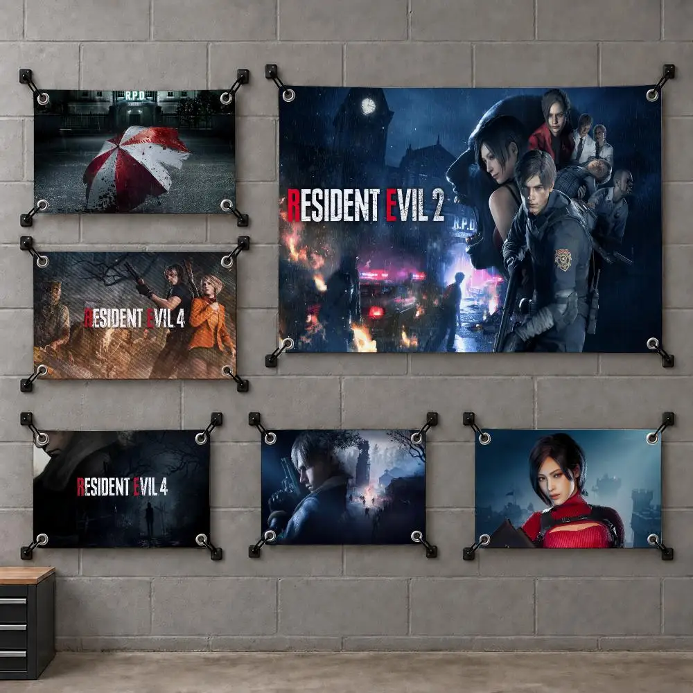 R-Resident E-Evil Leon Kennedys Flags Bedroom House Living Room Dorm Outdoor Party Wall Hanging Background Banner Decor