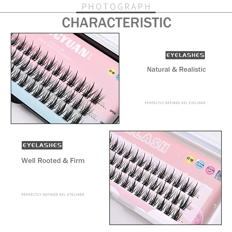 Segmented False Extension Eyelash DIY Clusters Eyelashes Dovetail Individual Lashes Volume Segmented Eyelash Bundles Makeup Tool