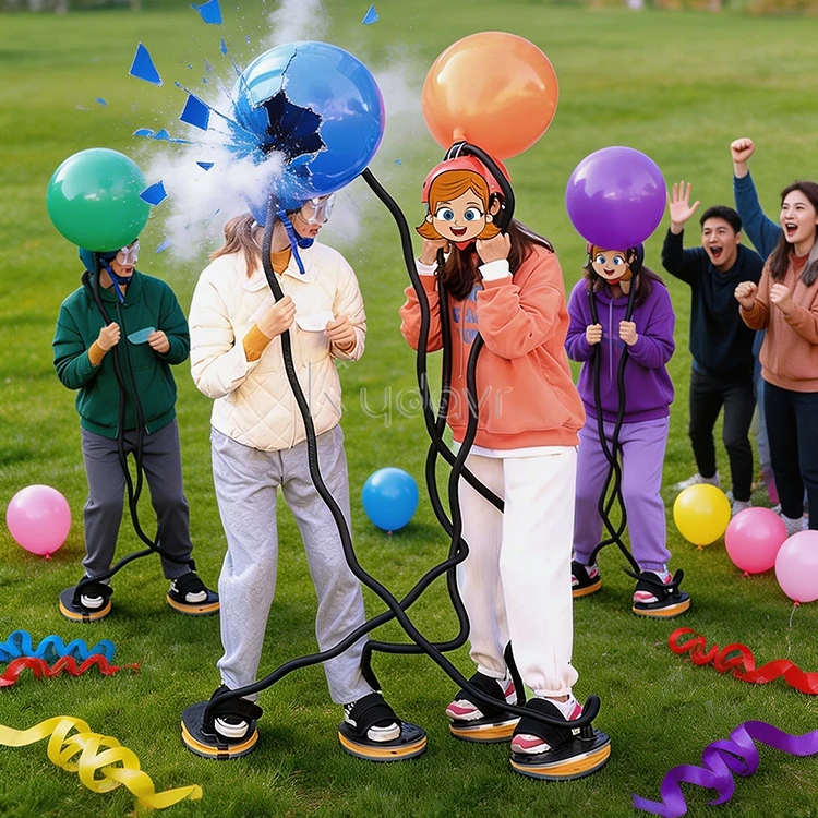 Carnival Booth Multiplayer Interactive Competitive Challenge Foot Pressed Air Pump Pedal Blowing Inflatable Balloon Dart Game