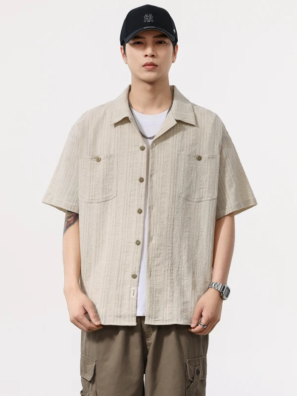 

Cuba Collar ort Sve Men's irt American Retro Loose Casual Qui Dry Breathable Linen Workwear irt Summer Thin Cotton