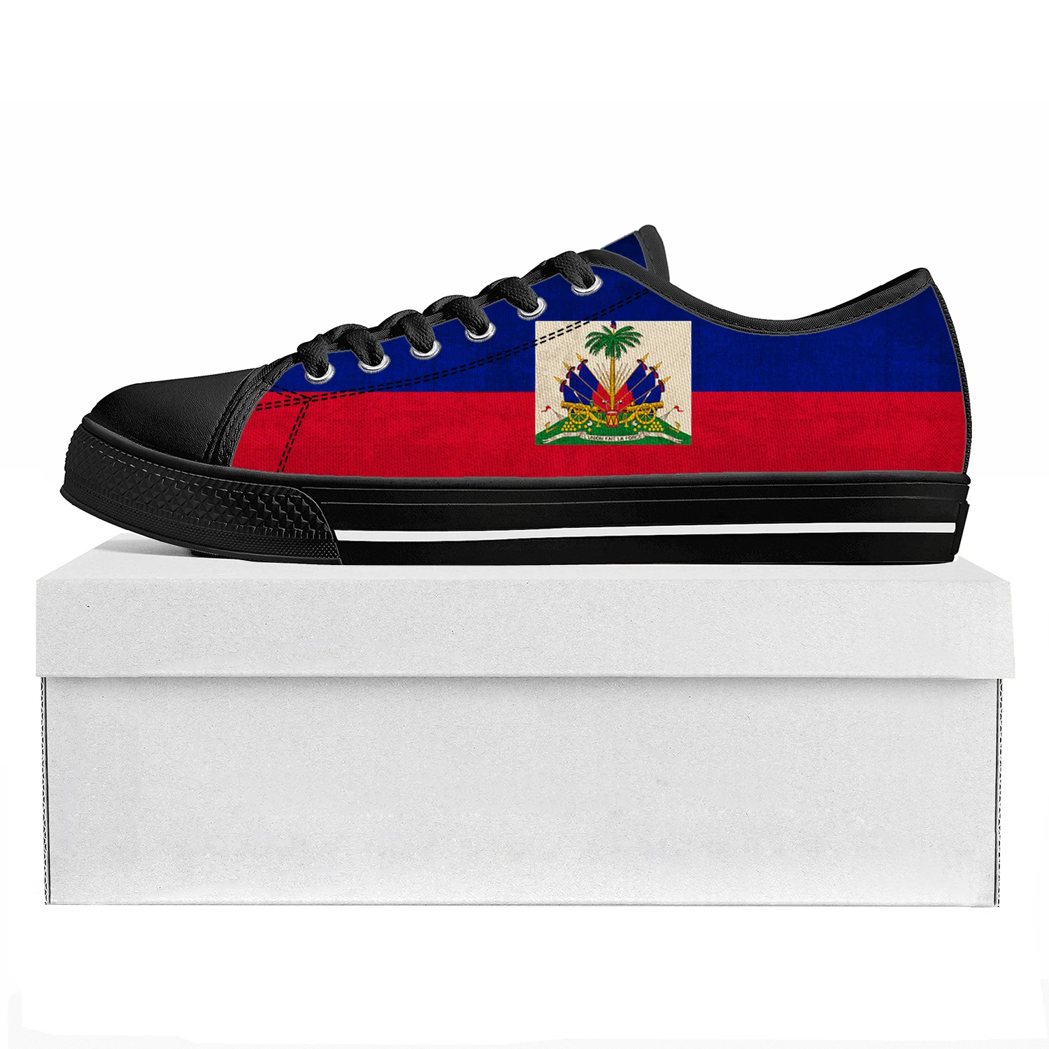 Haitian Flag Low Top High Quality Sneakers Mens Womens Teenager Canvas Sneaker Haiti Prode Casual Couple Shoes Custom Shoe