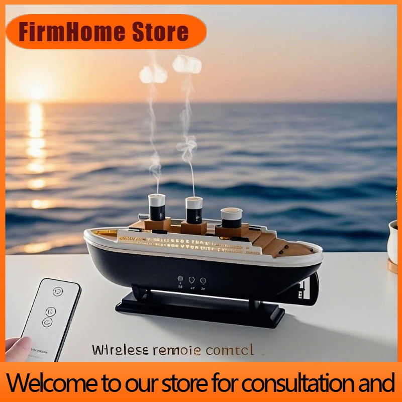 FirmHome StoreTitanic Ship Model Air Humidifier 250ml Essential Oil DiffuserJellyfish Smoke Ring Spray Aroma Diffuser Night Lig
