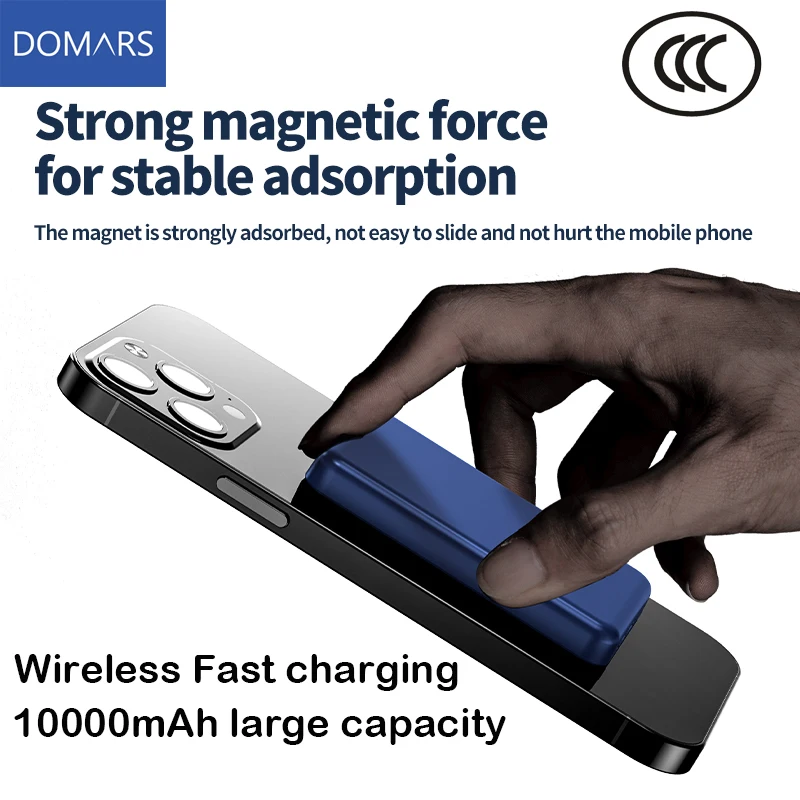 Domars 10000mAh High-Capacity Magnetic Power Bank Mini Wireless Portable External Mobile Battery CCC Certified for Mobile Phones