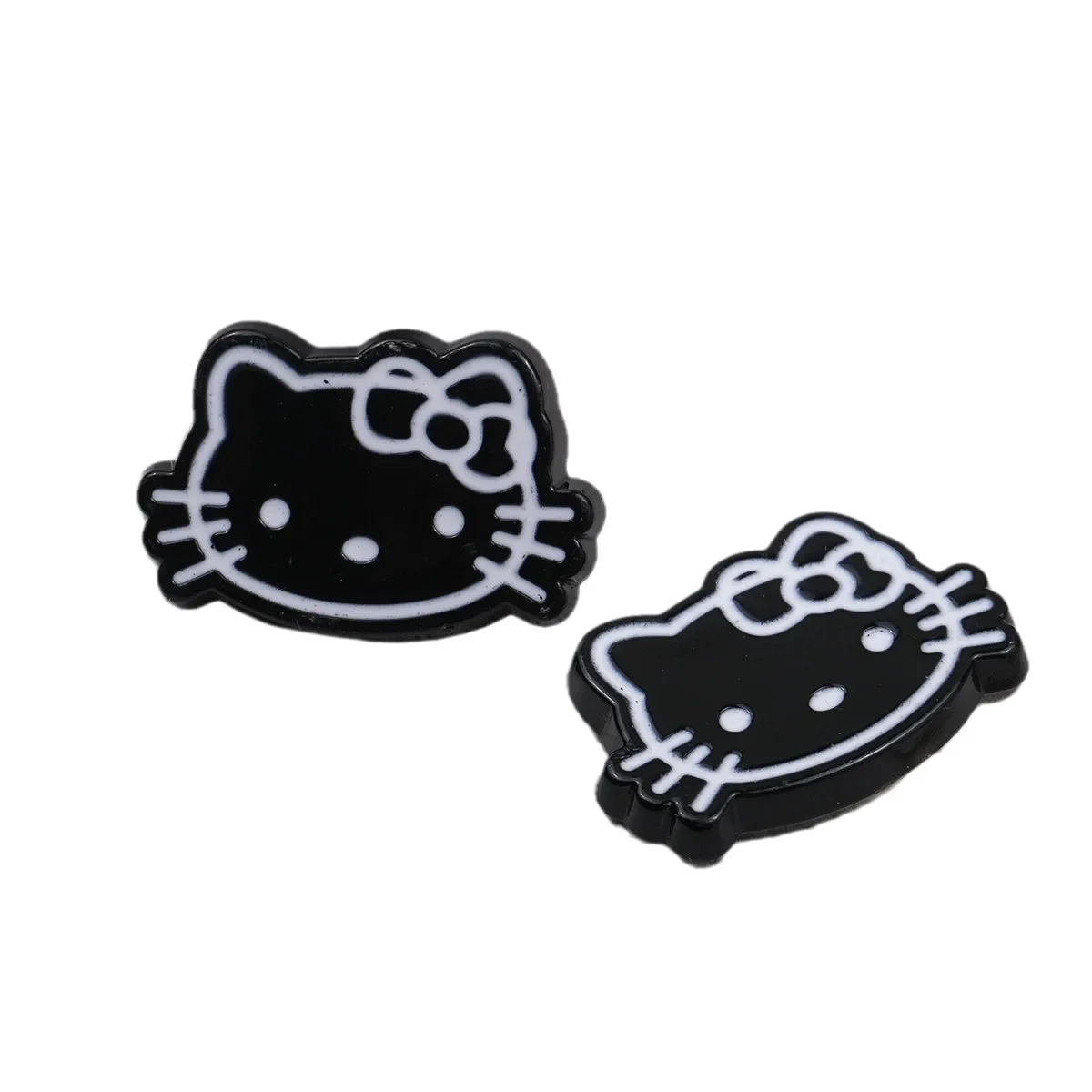 5 uds lindo negro rosa blanco Sanrio Hellokitty cabeza resina Flatback suministros Diy Kawaii accesorios de resina materiales para manualidades