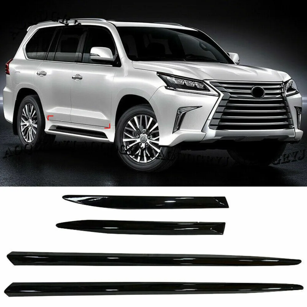 Fit For Lexus LX570 2016-2021 Glossy Black Side Door Body Molding Cover Trim 4Pc