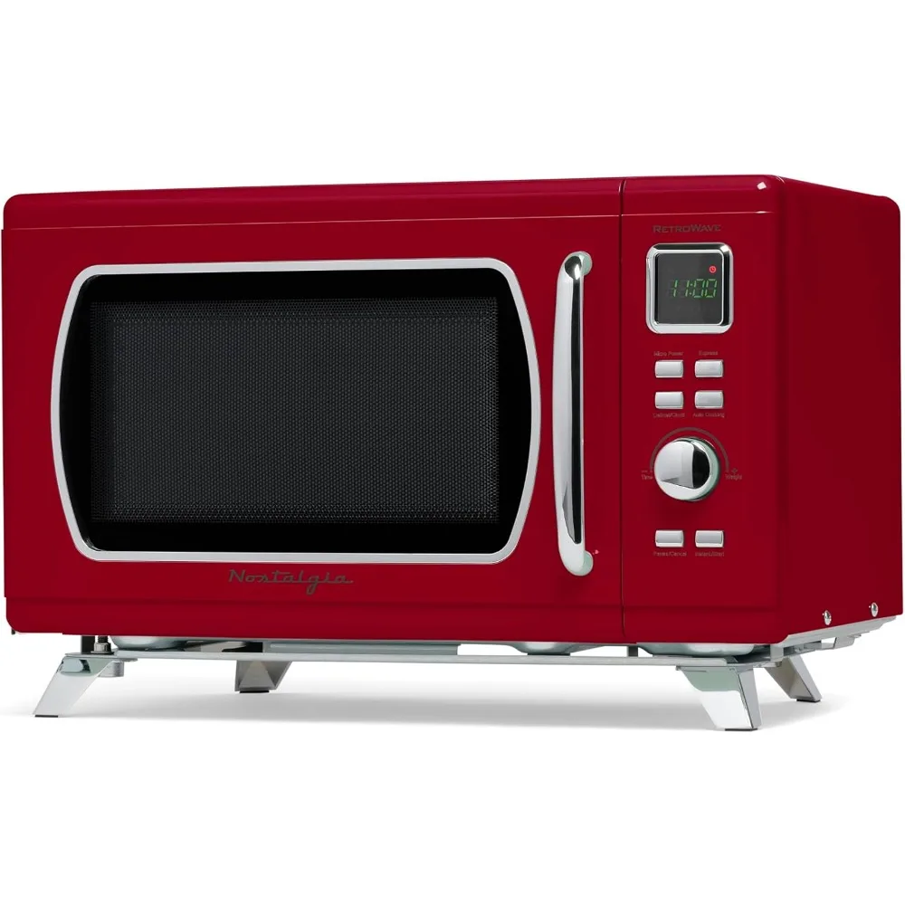 Retro Countertop Microwave Oven - Large 900-Watt - 0.9 cu ft,8 Pre-Programmed Cooking Settings ,Kitchen Appliances,Red