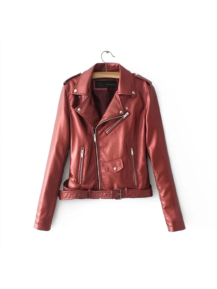 Traf Silver Leather Jacket Women 2023 Metallic Motorcycle Short Jackets Lapel Zipper Biker Coat Soft Ladies Punk Streetwear Coat