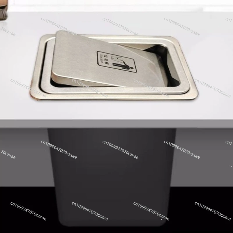 Household Trash Cans，Kitchen Countertop Embedded Trash Can Flip Concealed
