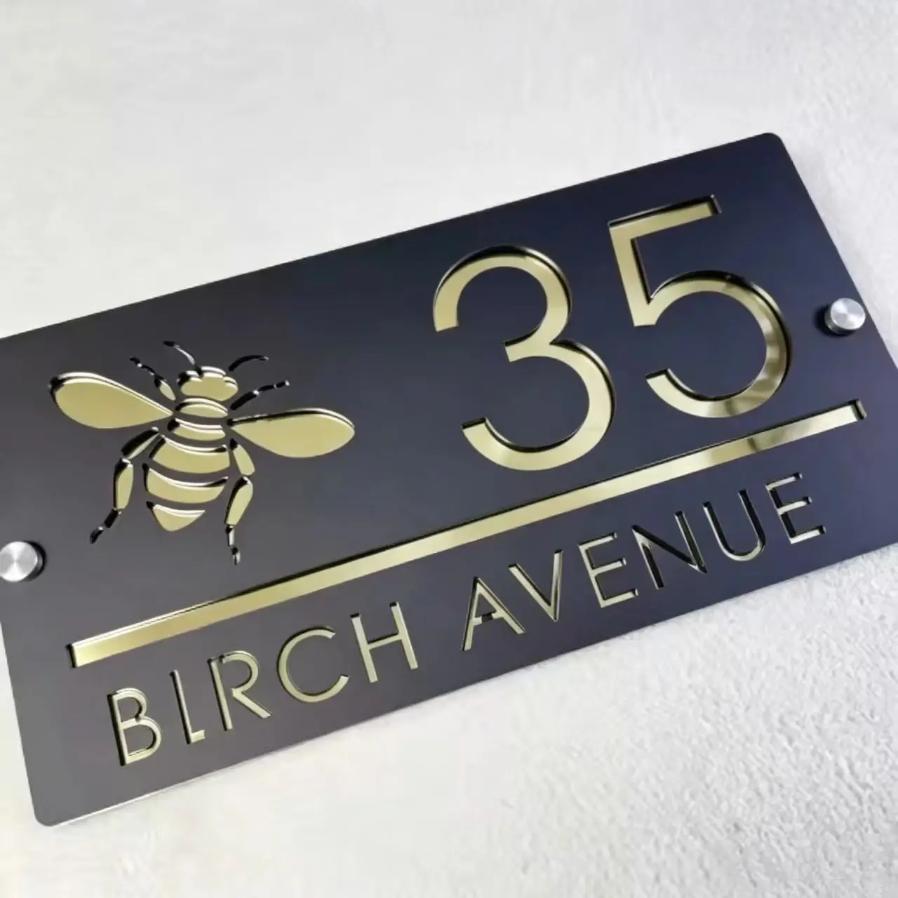 Custom Bee-Themed House Address Signs, Personalized Laser-Cut Door Numbers, Acrylic Street Name Plaques, Outdoor Home Decor