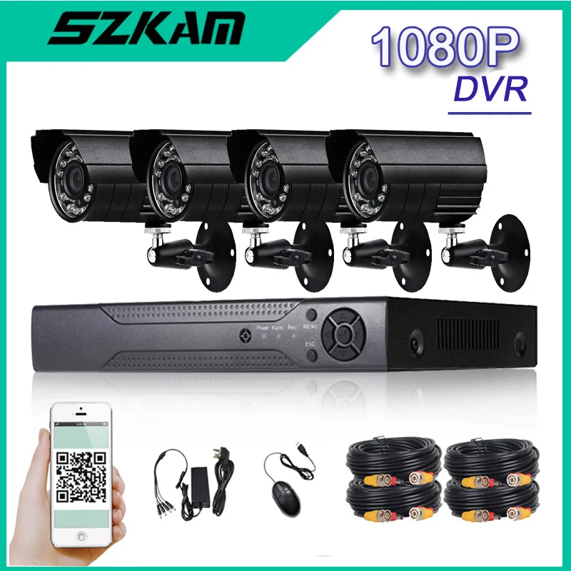 

CCTV System AHD DVR Kit Camera IR Night Vision Bullet Email Alarm Video Surveillance Set 4CH 2Megapixels Outdoor Waterproof