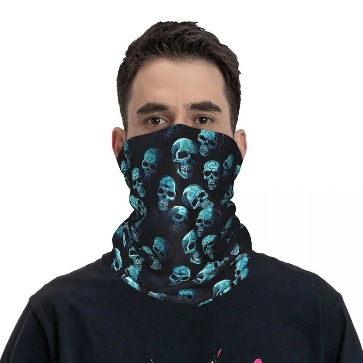 Blue Skulls Bandana Neck sciarpa bianca copricapo multiuso pesca Unisex adulto inverno