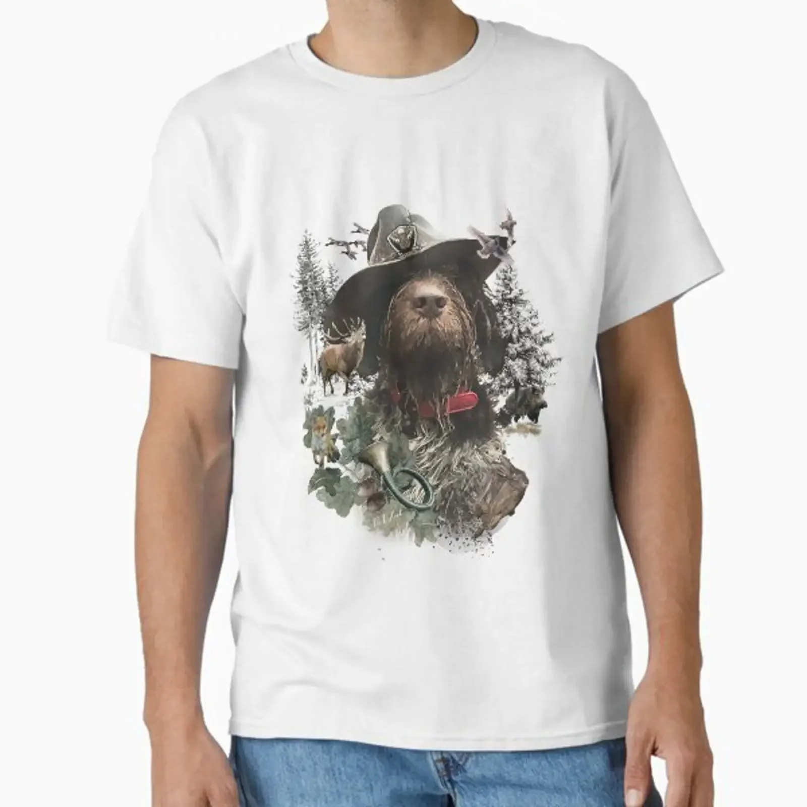German Wirehaired Pointer Classic T Shirt vintage Washed homme streetwear Slightly Soft Breathable graphic designer clothes