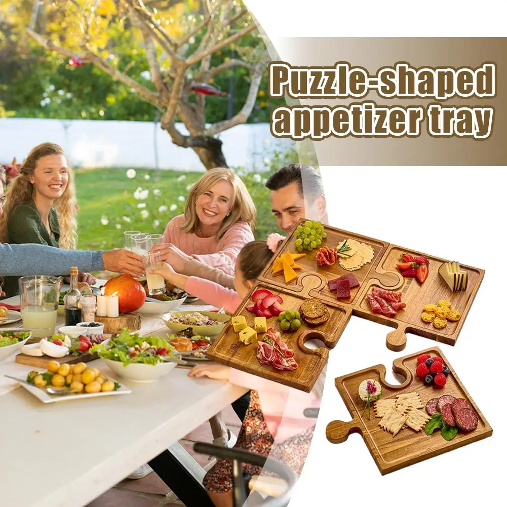 Wooden Jigsaw Rustic Style Coaster Tray Easy to Clean Ready-to-Use Appetizer Tray 2026 Top Rated Entertaining Tool for Bar