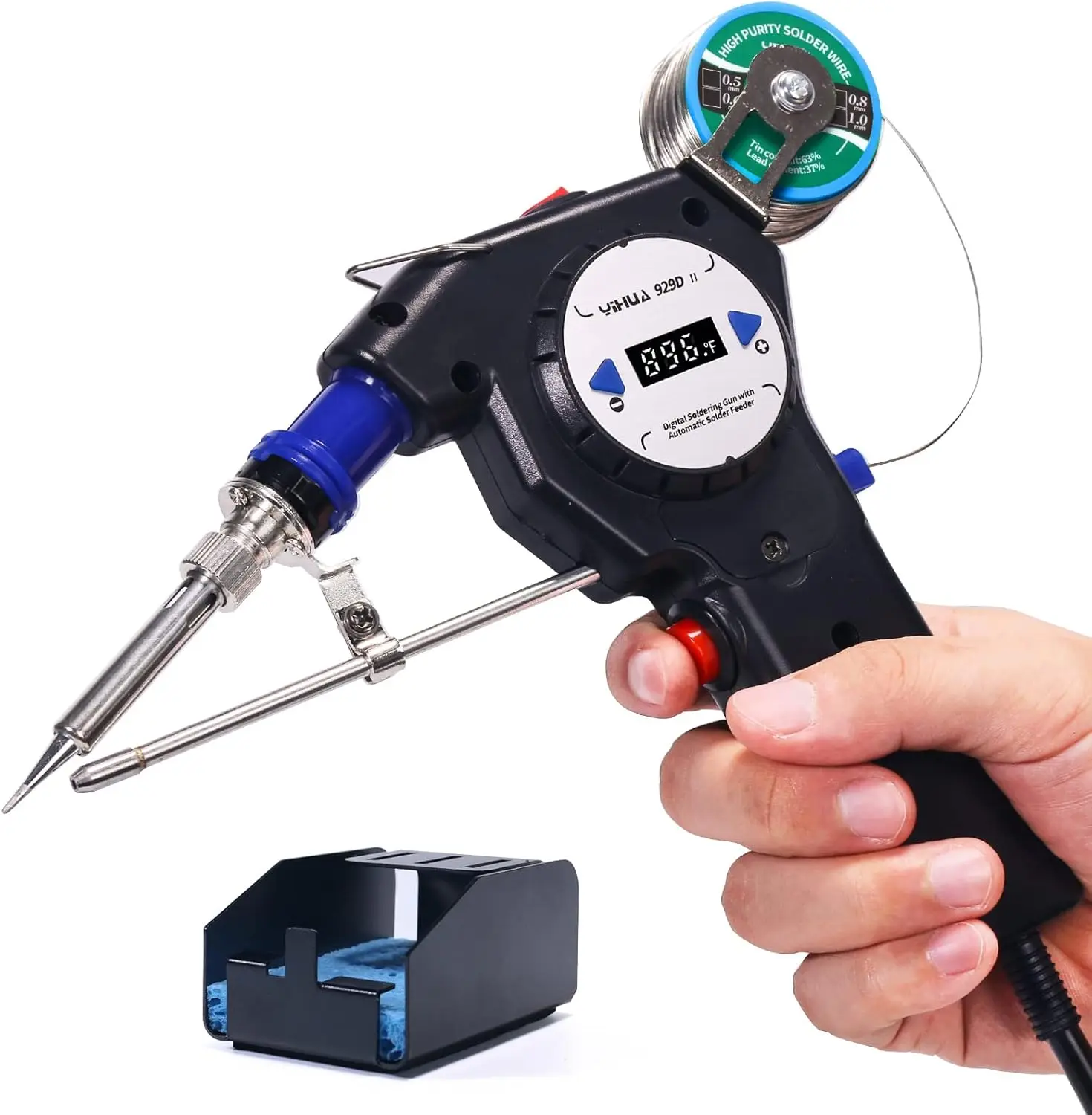 

Паяльный пистолет 929D-II с моторизованным автоматическим подачем припоя и цифровым дисплеем для промышленного использования