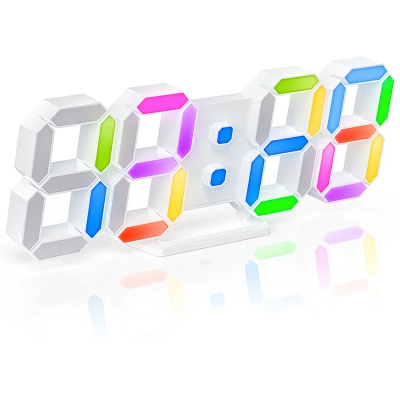 3D LED Digital Wall Clock Rgb Clock Luminous Table Alarm Clock Time Date Table Clock with App Control for Home Bedroom