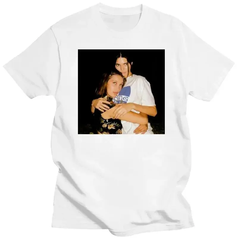 all sizes S 5XL men's Black White Immortal faces band poster New Kendall Jenner And Bella Hadid Half Sleeve Black T Shirt