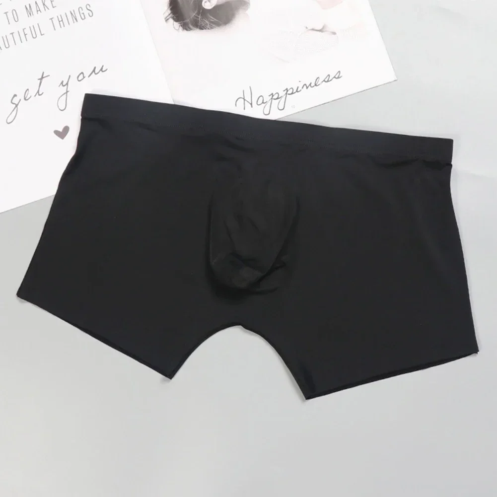 Men Sheer Ice Silk Boxers Briefs Breathable Comfortable Underpants Convex Pouch Shorts Quick-drying Seamless Underwear Lingerie