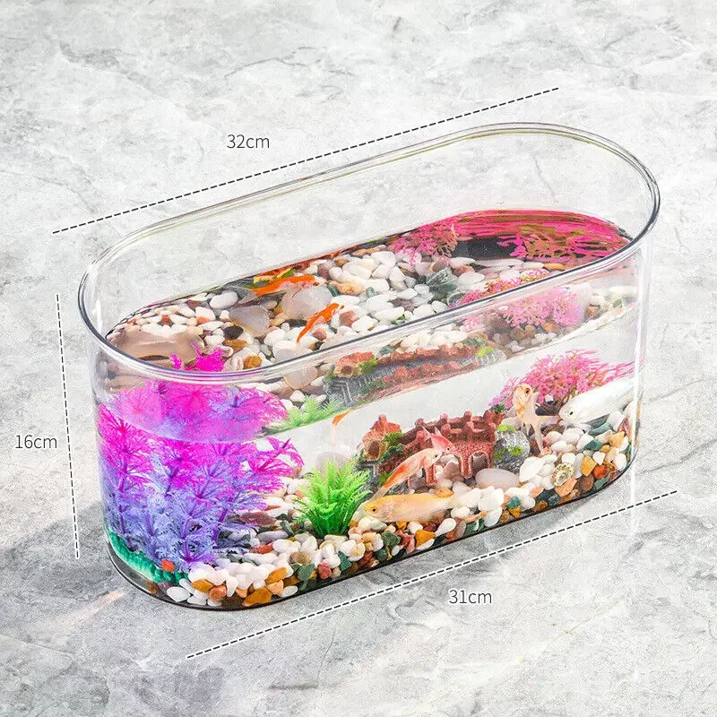 Desktop Fish Tank Landscape Eco Tank Aquascape Ornament Aquarium Hydroponic Small Aquarium Home Fish Bowl Home Decoration New