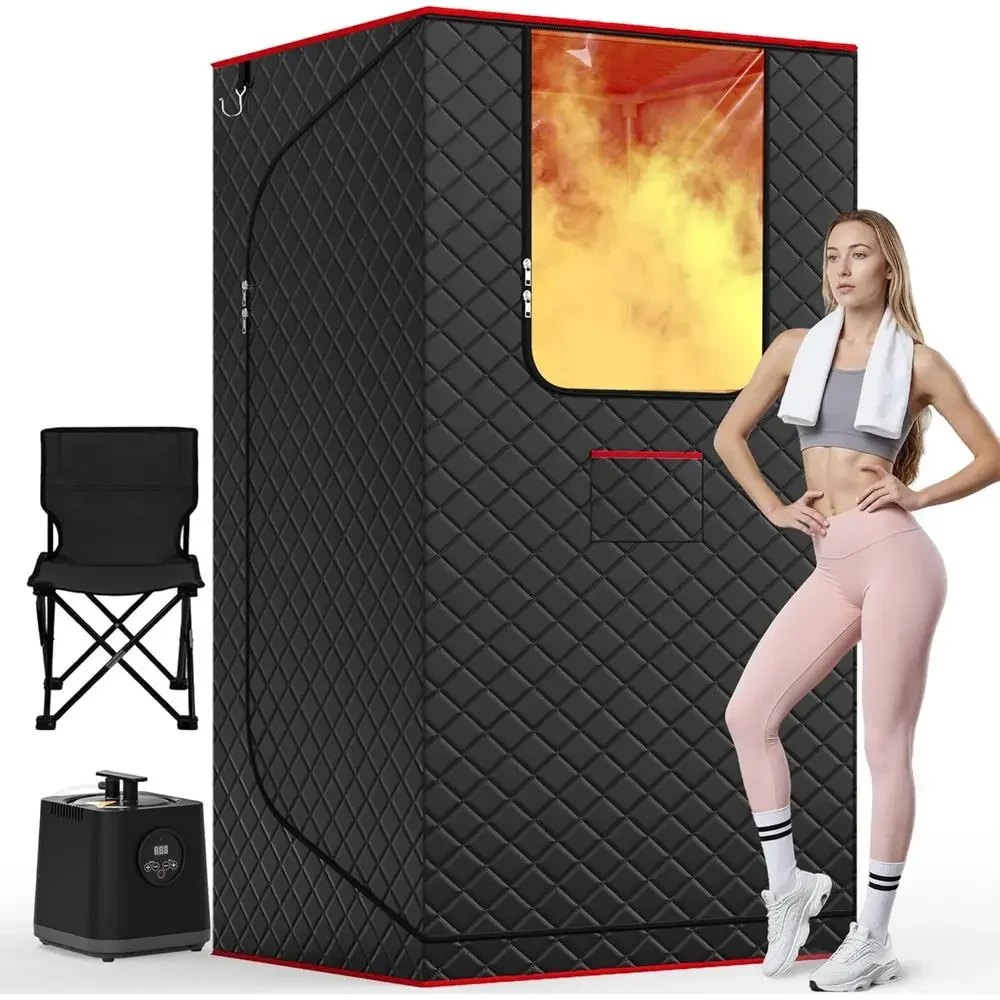 

Portable Steam Sauna Tent with 3L/1200W Steamer, XL Foldable, Remote Control, 99-Min Timer & 15 Power Levels, 2.6' x 2.6' x 5.9'