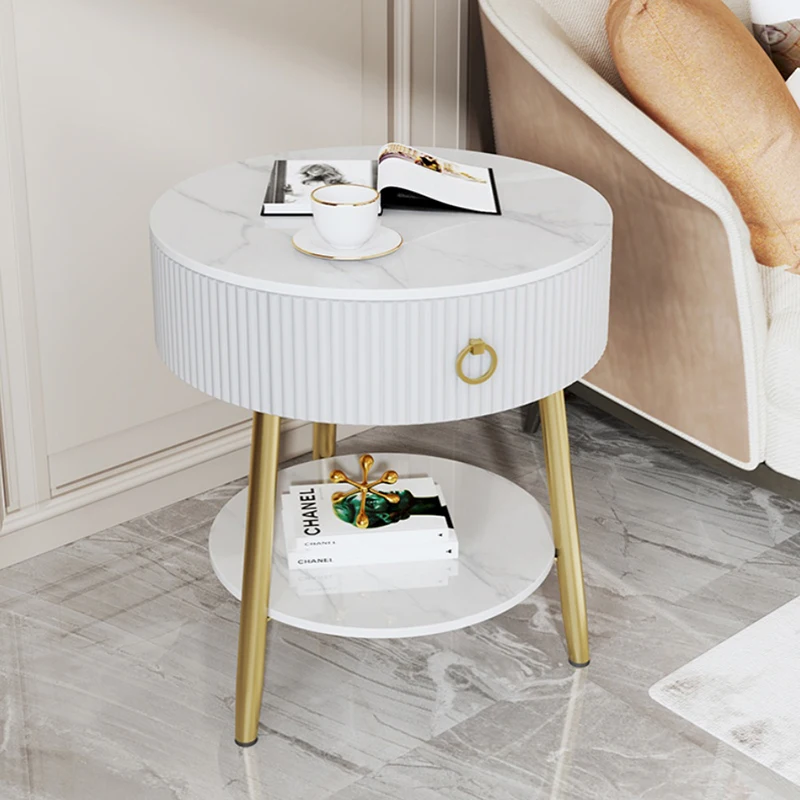 Round White Bedside Tables Modern Unique Aesthetic Chest Of Drawers Bed Side Table Nordic Mesa De Noche Home Furniture MQ50CT