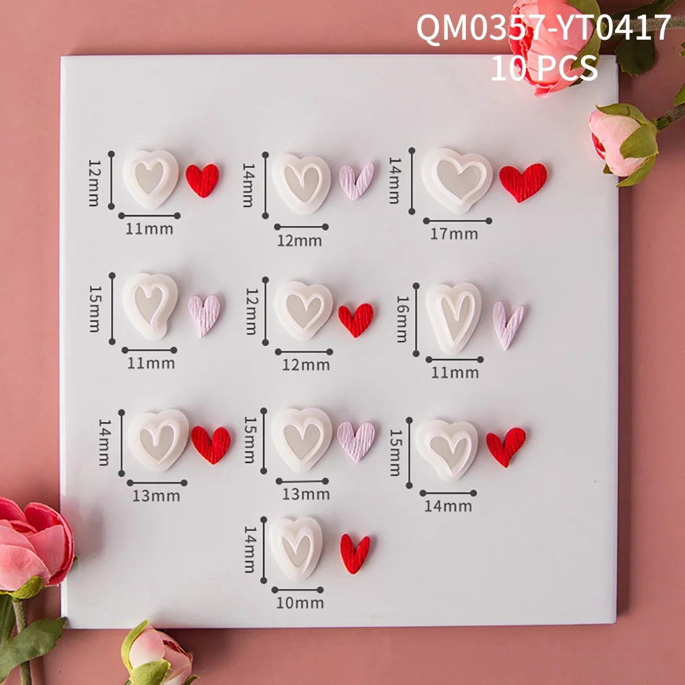 10pcs Heart-Shaped Set Polymer Clay Cutters Valentine's Day LOVE Shape Clay Mold DIY Ceramic Earrings Jewelry Making Tools view 6