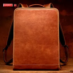 Genuine Leather Backpack Men's Lapptop Bag Business Casual First Layer Leather Backpackage Computer Schoolbag Shoulder Bags