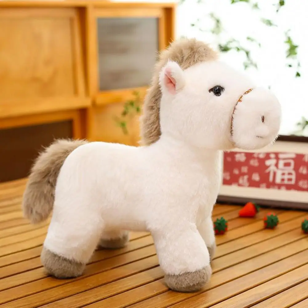 Horse Plush Doll Realistic Year of Horse Plush Toy Soft Stuffed with Pp Cotton Filling 2026 Lunar New Year Good Luck Charm Gift