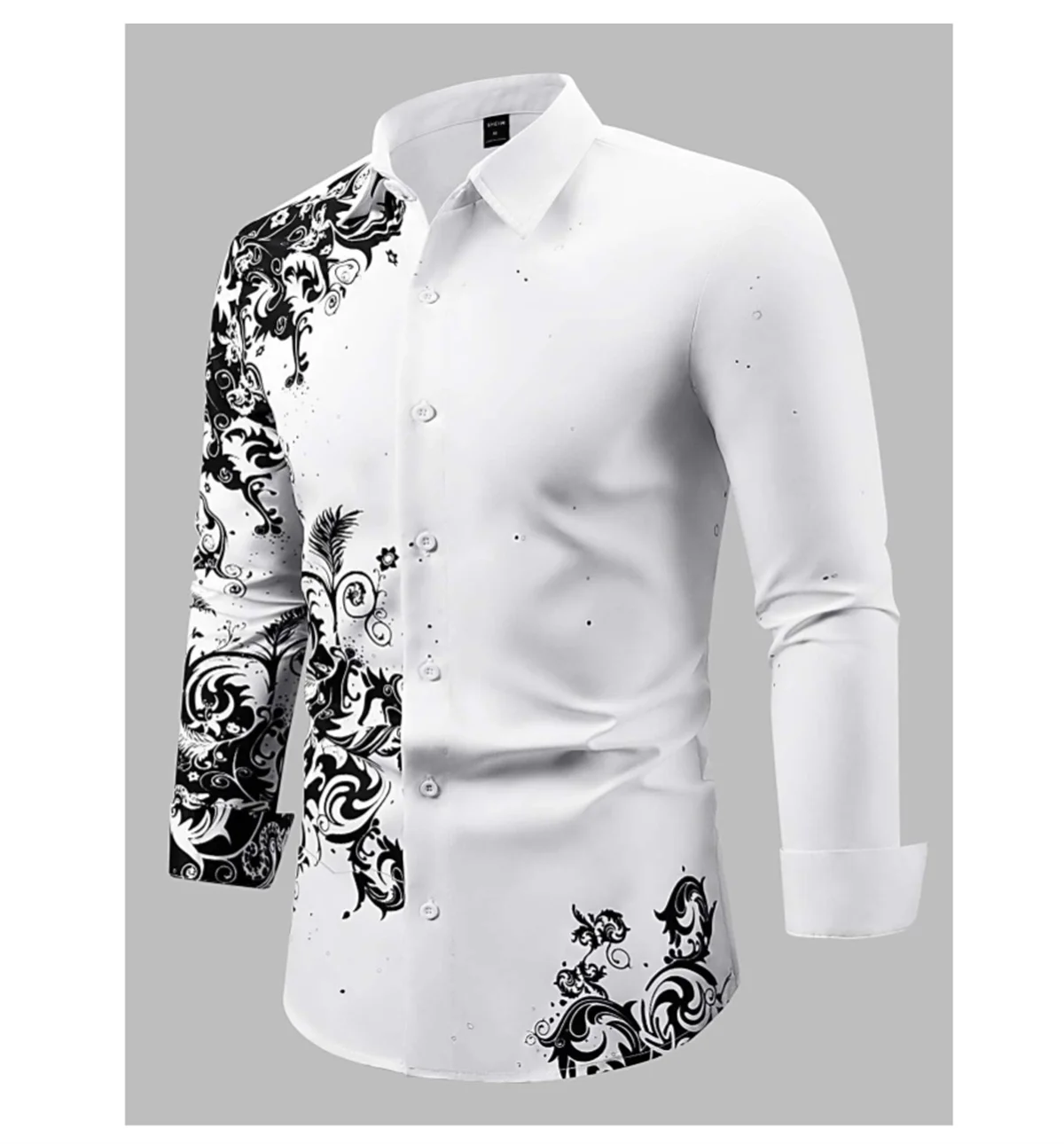 Men\'s shirt Spring/Summer abstract pattern 3D printing long sleeved lapel button up shirt Tiki series business casual shirt