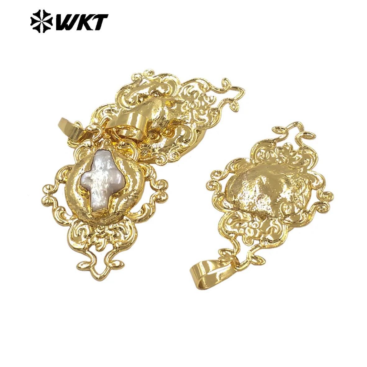 

WT-JP448 Luxury Exquisite 18K Gold Plated Resist Tarnishable Natural Freshwater Pearl Vine Plant Pendant For Girl Necklace DIY