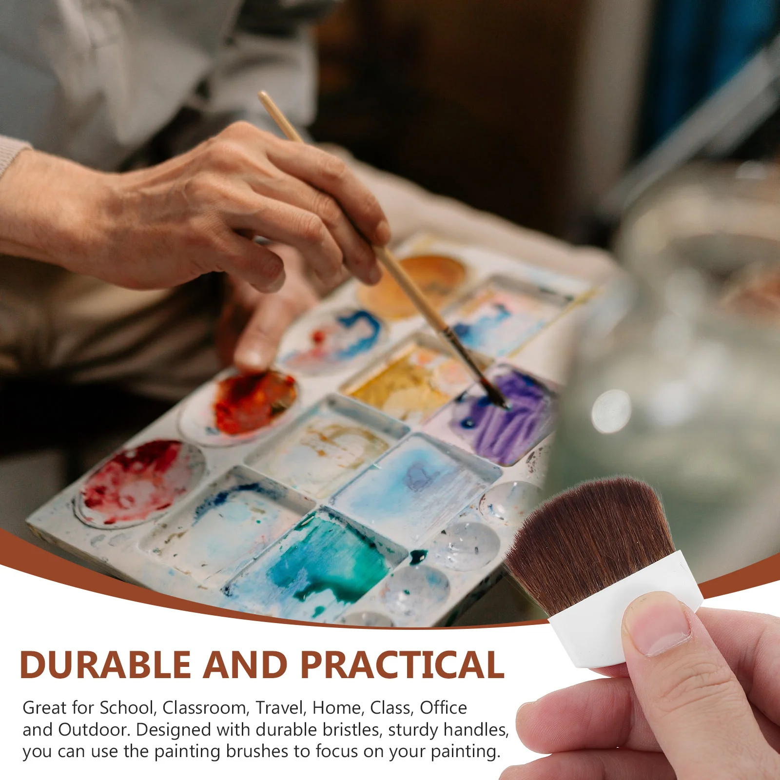 

8pcs Painting Brushes Set Watercolor Art Painting Tools Portable Wooden Handle For Students Artists Beginners Craft Oil