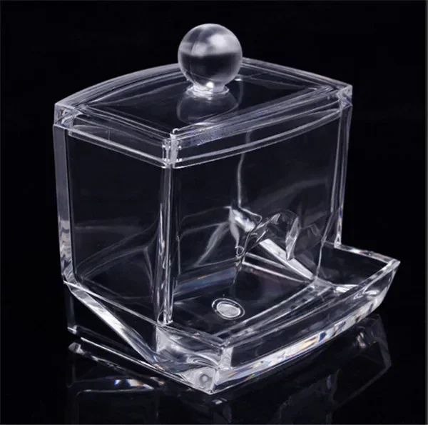 Clear Acrylic Q-tip Cotton Swab Box Case Makeup Storage Pad Organizer Swabs Convenience Items Home Concise Small Tools Supplies