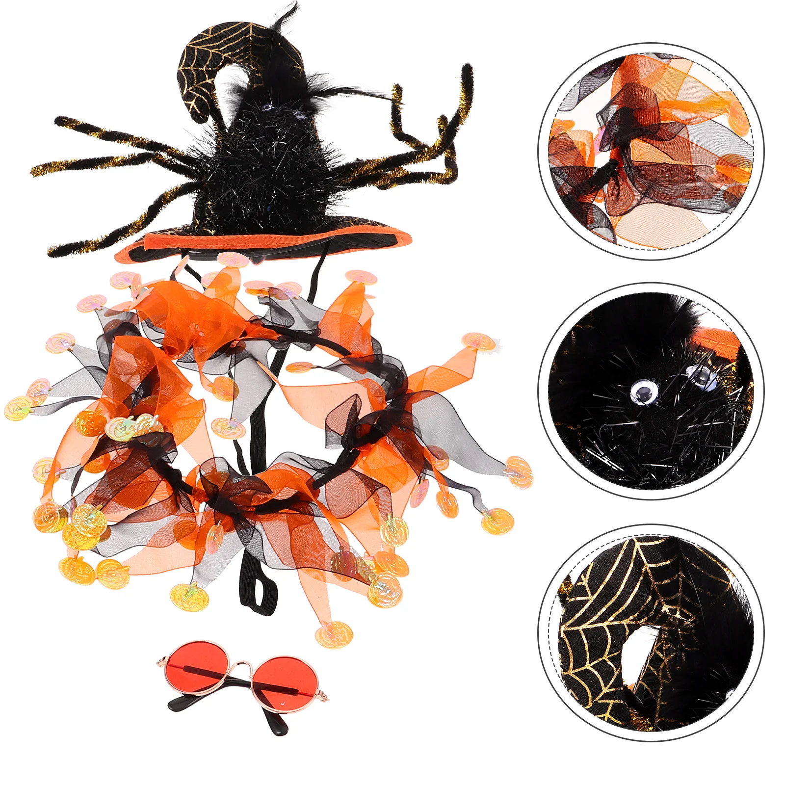 

1 set Pet Halloween Costume Cat Neck Decor Cat Dog Decorative Necklace Party Supplies Spider Design Easy to Wear