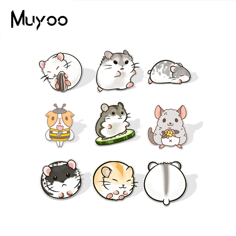 New Arrival Cute Guinea Pig Hamster Pet Mouse Animals Epoxy Acrylic Resin Lapel Pin Funny Mice Handmade Acrylic Badge Pins