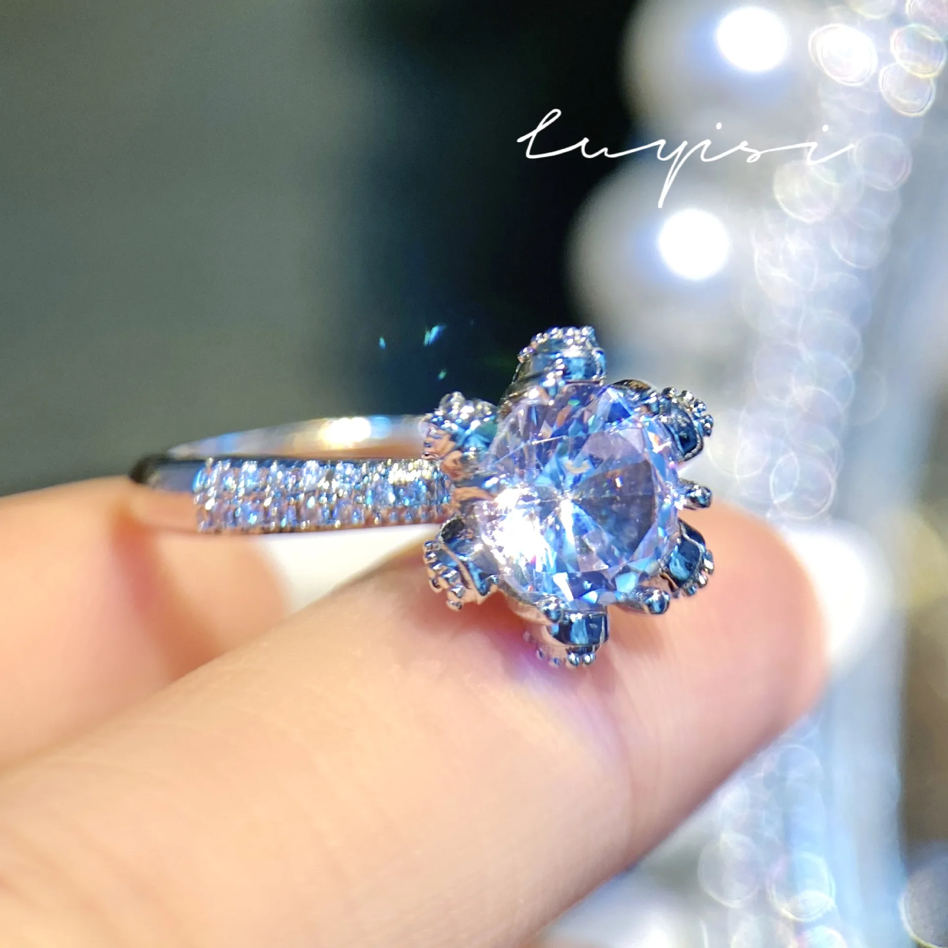 DIY accessories Douyin live broadcast imitates D-color mozzarella diamond ring imported from the United States, carat full diamo