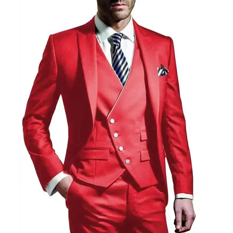 Men Costumes High Quality 2024 Blazer Vest And Pants 3 Pieces Business Ceremony Evening Dress Wedding Slim Fit Men\'s Suit Set