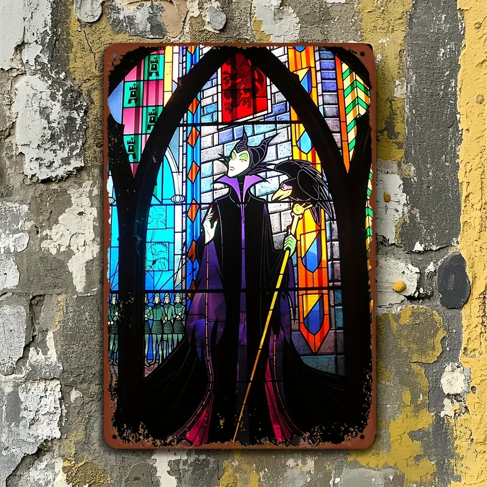 Letrero de Metal con diseño exquisito temático de Maléfica y Aurora de Disney, decoración de pared con licencia oficial, decoración del hogar, patio Wa, 1 ud.
