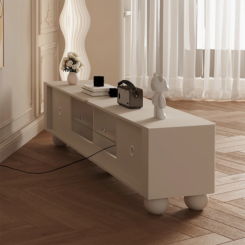 حامل تلفزيون من الخشب الصلب الحديث الراقي مع خزائن تخزين وأرفف لوحدة تحكم الوسائط التلفزيونية لأثاث غرفة المعيشة