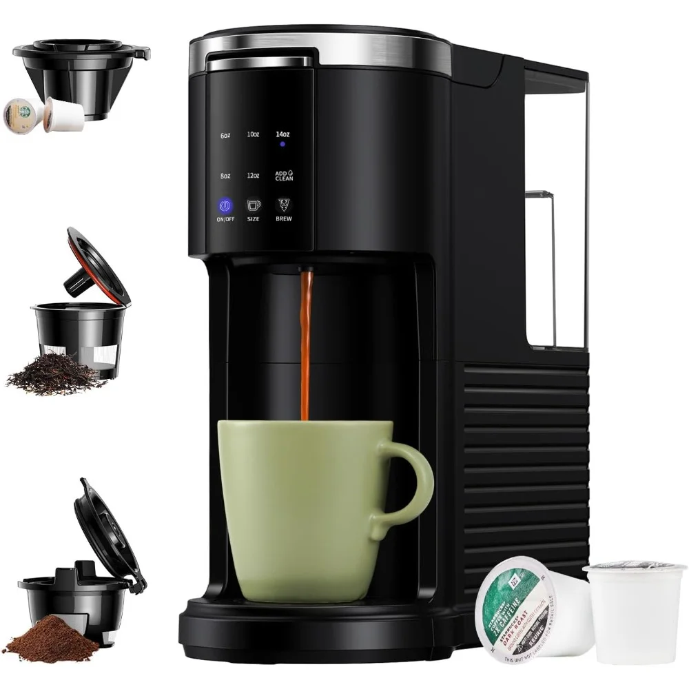 HAOYUNMA Single Serve Coffee Machine, Coffee Maker  Ground Coffee & Teas, 6 To 14oz Brew Sizes, with 40oz Removable