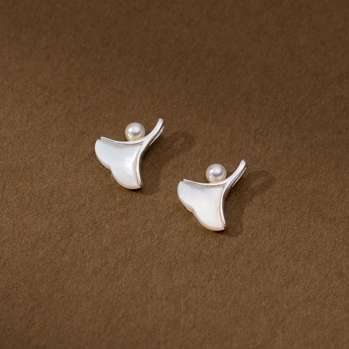 925 Silver Charms Pearl Ginkgo Leaf Pendant DIY Necklace Accessries Jewelry Silver 925 Charms Biloba Shell Pendant